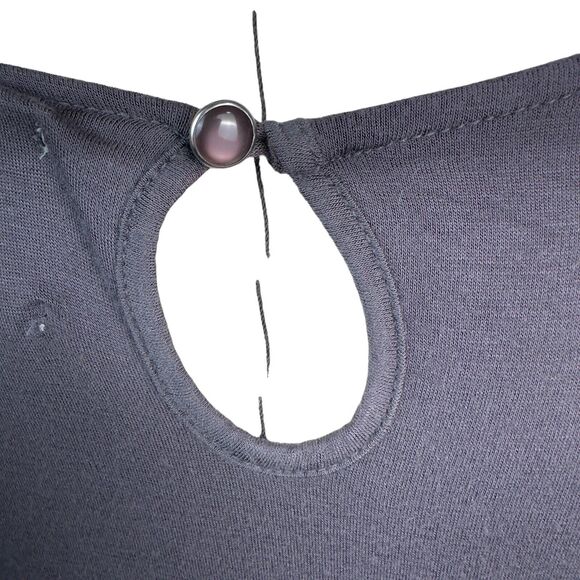 Anthropologie Ric Rac Dress Womens Size XS Rising‎ Vapors Grey Ruffle Keyhole - Picture 7 of 10